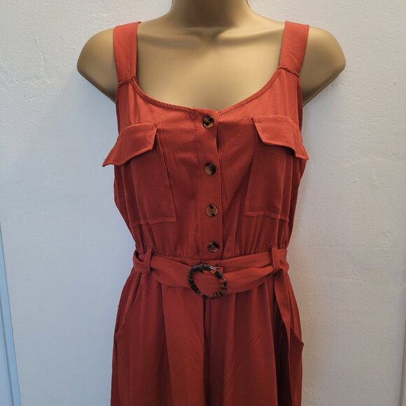 Rust Color | Sleeveless Jumper Romper Jumpsuit | Size Small - Picture 2 of 7